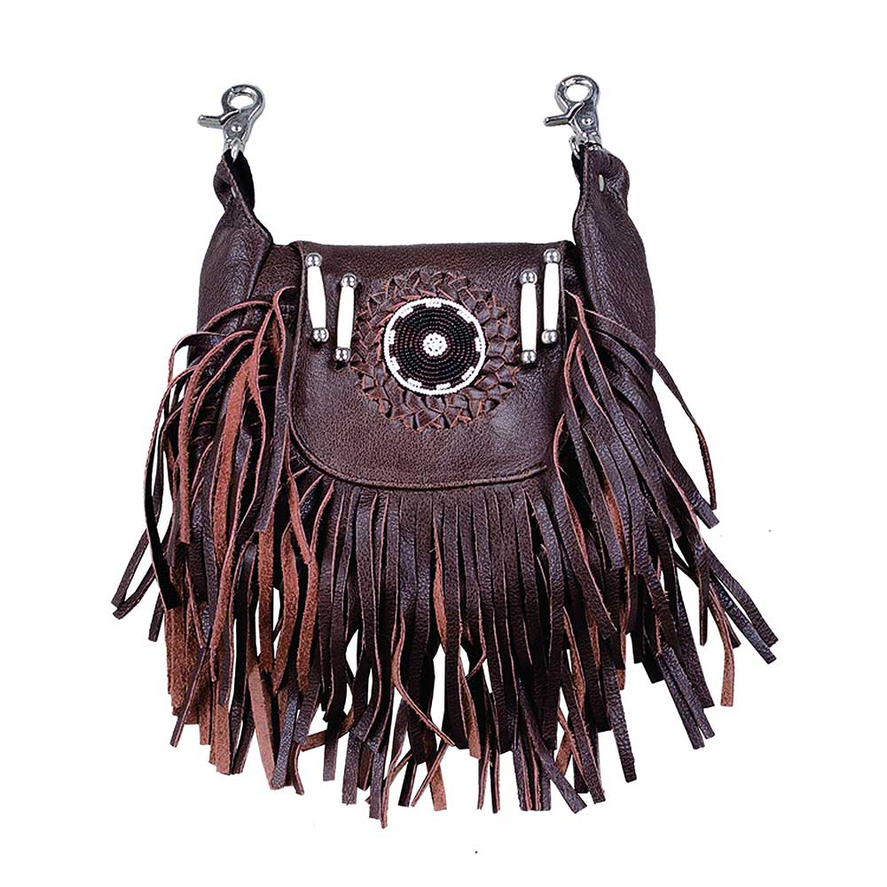 BROWN FRINGE CLIP BAG