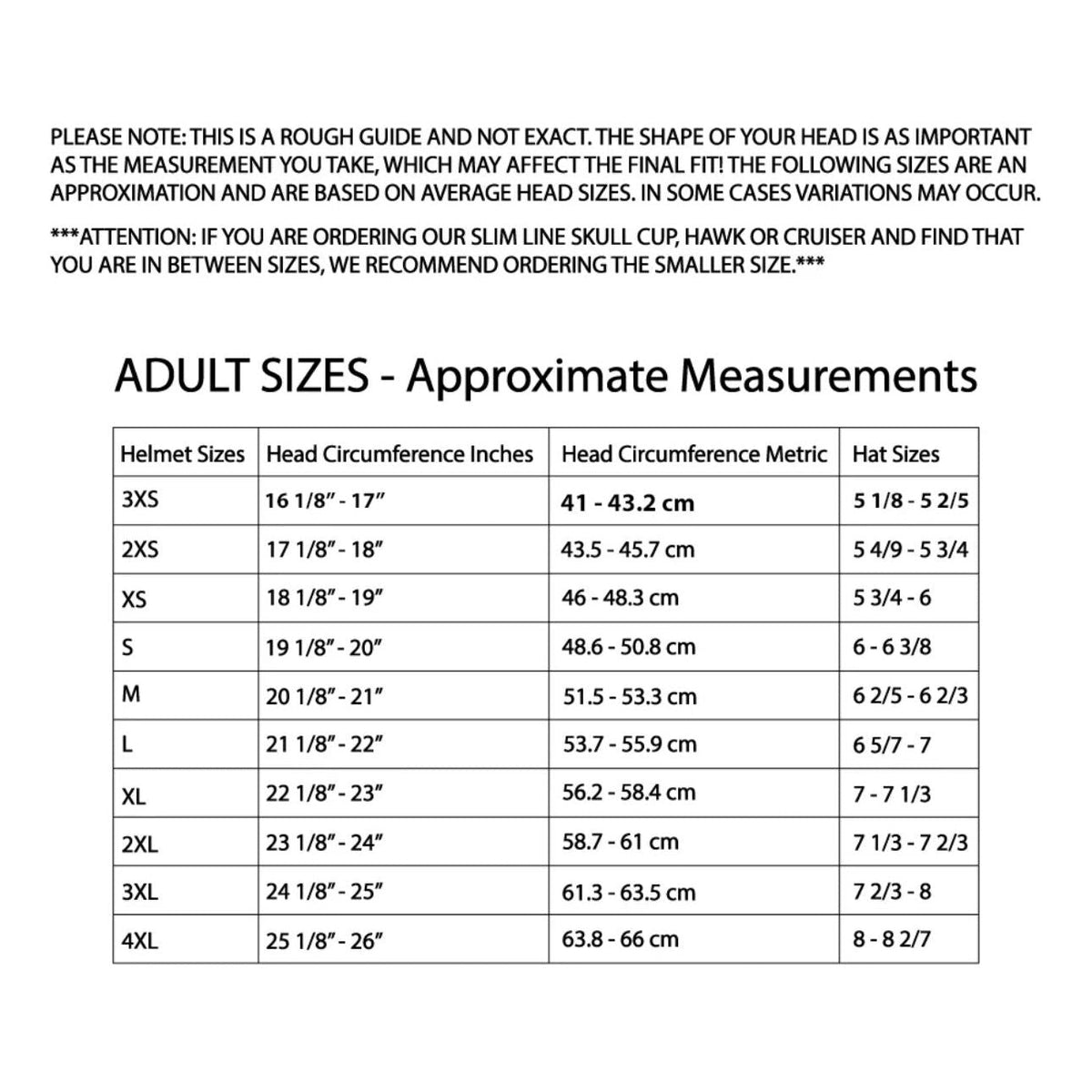 Daytona helmet size chart