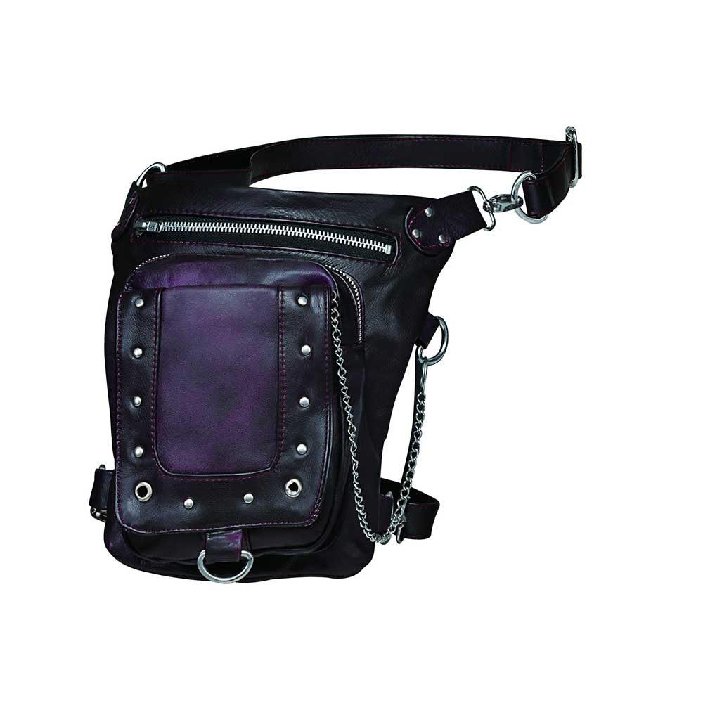 PURPLE LEATHER THIGH BAG