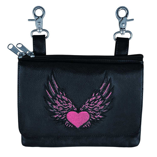 PINK HEART WING CLIP BAG