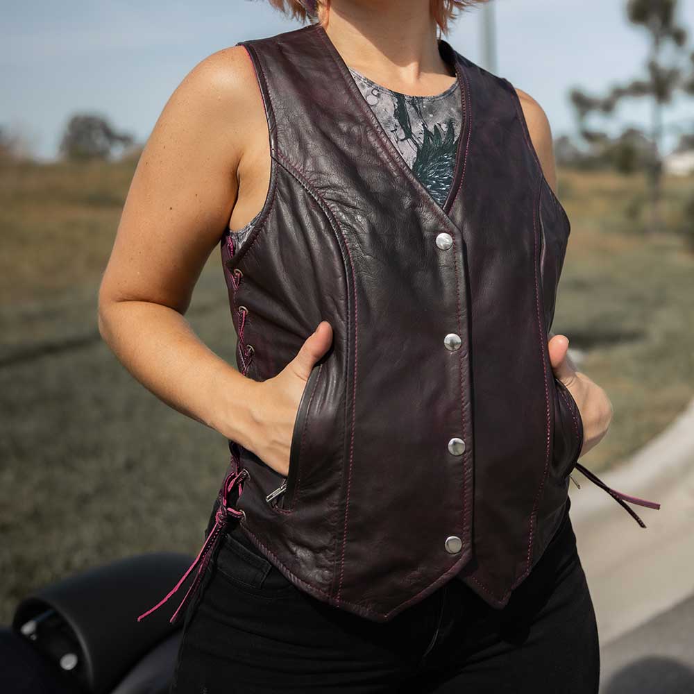 PURPLE LEATHER VEST