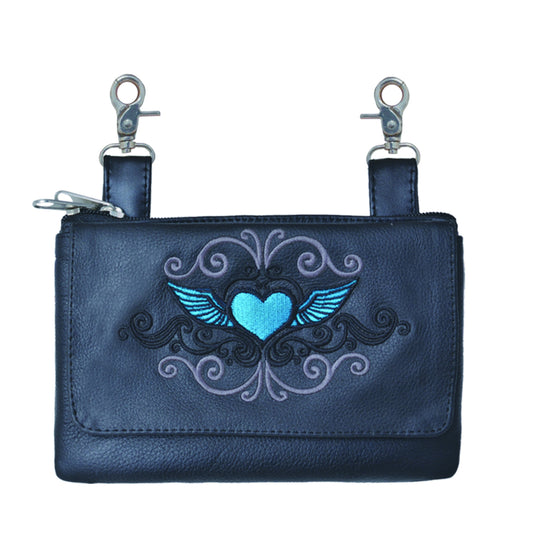 TEAL HEART WING CLIP ON BAG