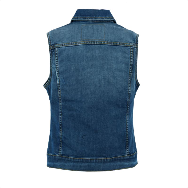 BLUE DENIM SNAP UP FRONT VEST - Vests