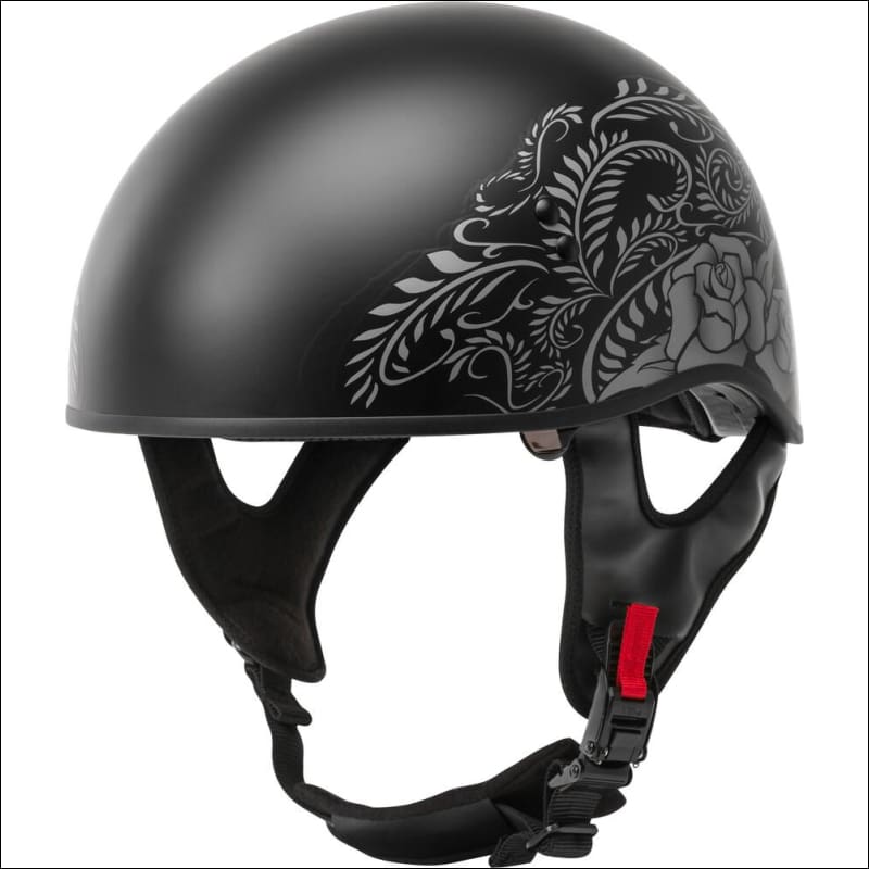 GMAX HH-65 DEVOTION ROSE MATTE BLACK SILVER - WOMEN'S MOTORCYCLE HELMET