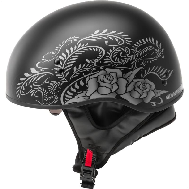 GMAX HH-65 DEVOTION ROSE MATTE BLACK SILVER - WOMEN'S MOTORCYCLE HELMET