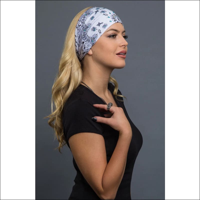 WHITE FAITH PAISLEY WITH GEMS EZ BANDZ - Headbands