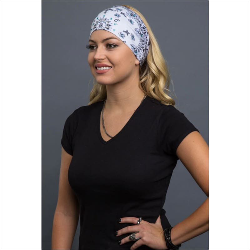 WHITE FAITH PAISLEY WITH GEMS EZ BANDZ - Headbands