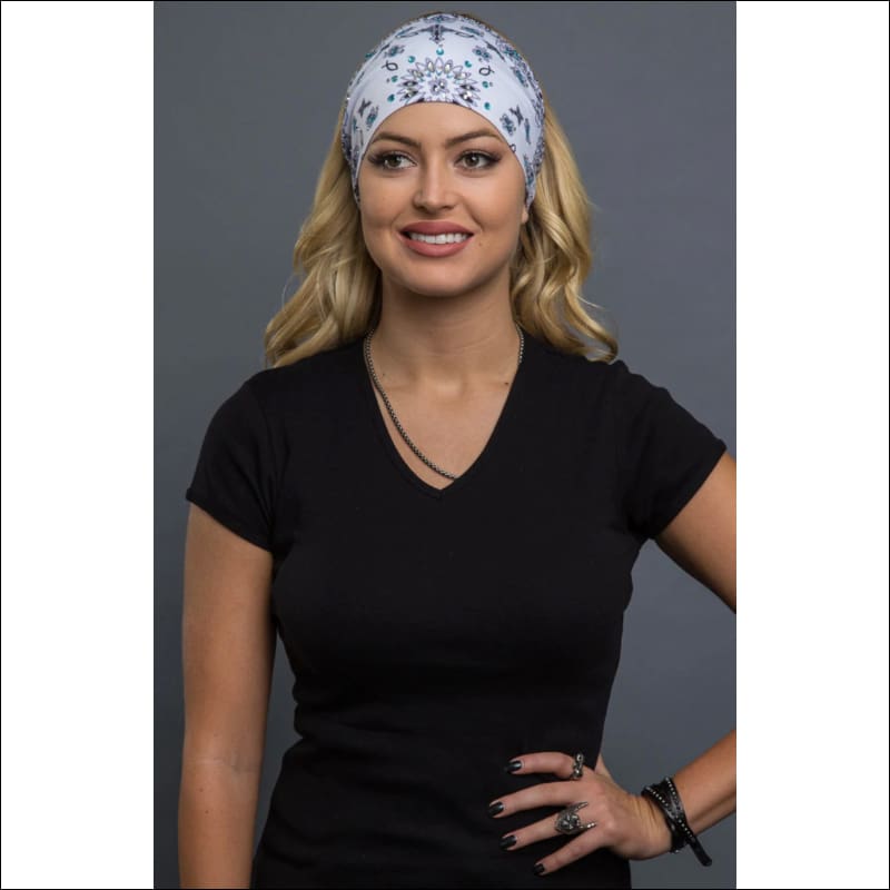 WHITE FAITH PAISLEY WITH GEMS EZ BANDZ - Headbands