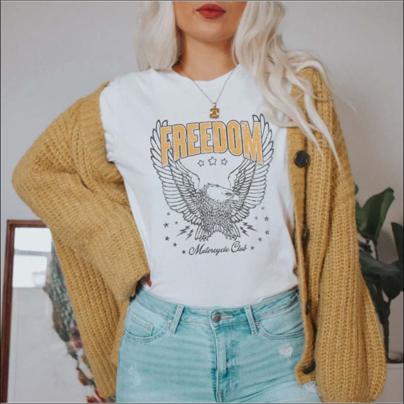 FREEDOM MOTORCYCLE CLUB GRAPHIC TEE - S / WHITE