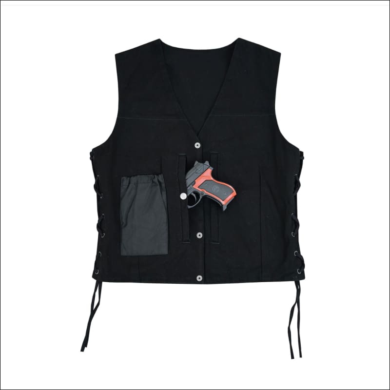 WOMEN’S BLACK DENIM SNAP FRONT VEST - VEST
