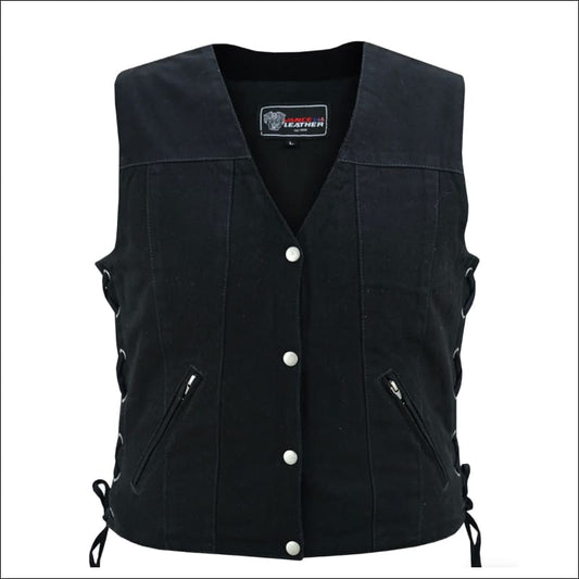 WOMEN’S BLACK DENIM SNAP FRONT VEST - VEST