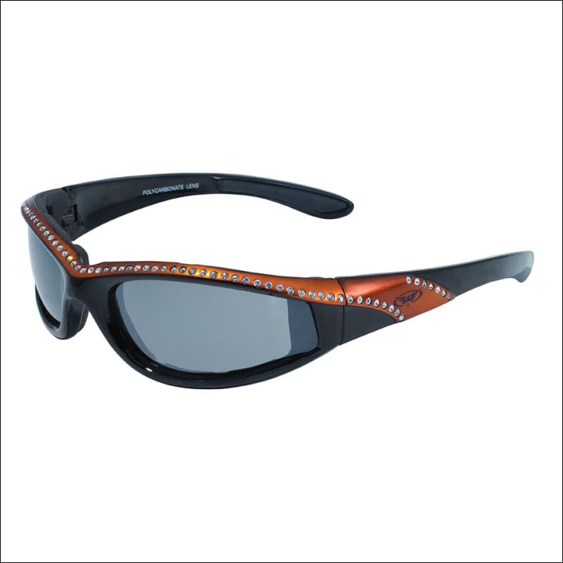 MARILYN 11 WOMENS FOAM PADDED MOTORCYCLE RIDING GLASSES - ORANGE/BLACK - GLASSES