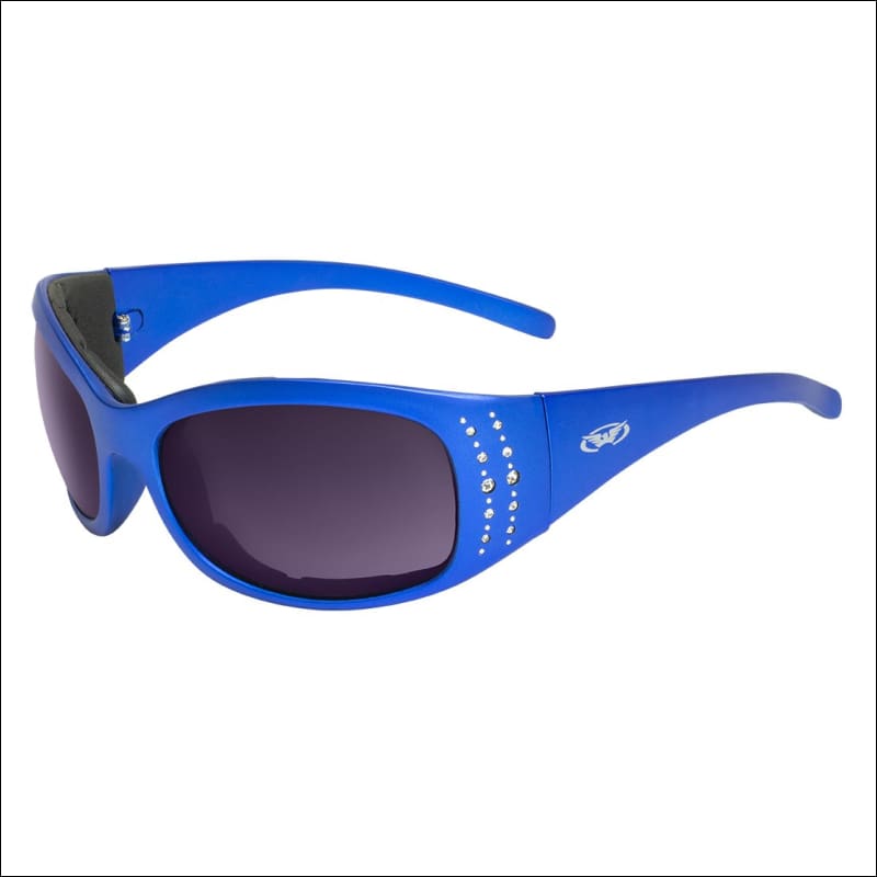 MARILYN 2 PLUS METALLIC WOMENS FOAM PADDED MOTORCYCLE SUNGLASSES - BLUE - GLASSES