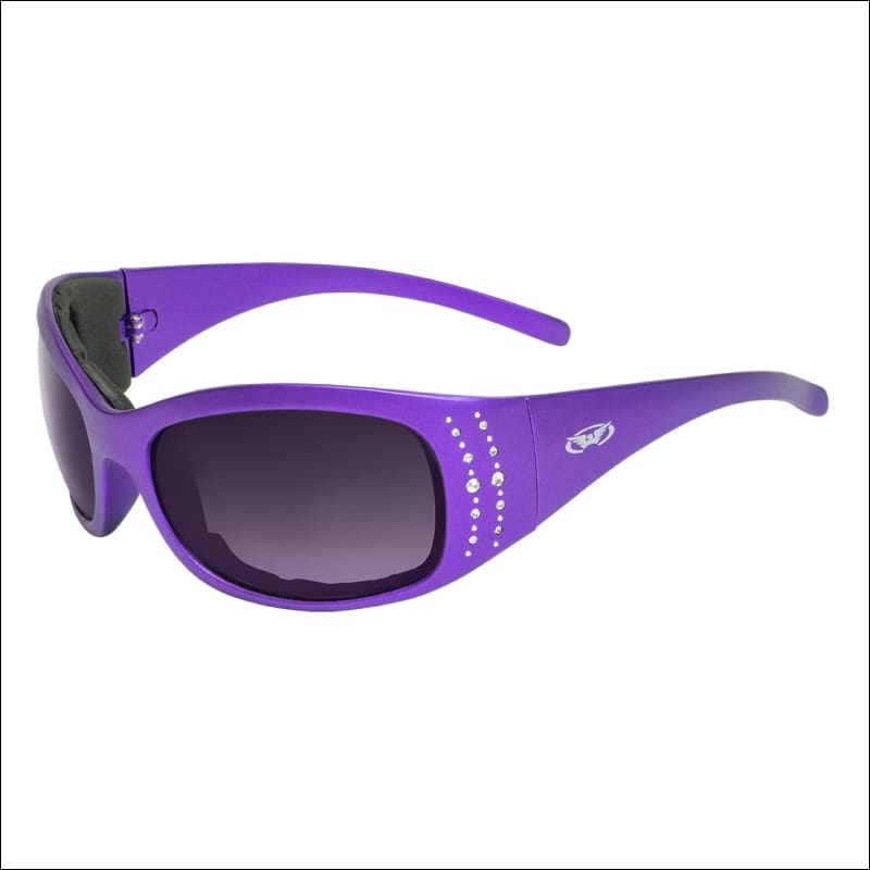 MARILYN 2 PLUS METALLIC WOMENS FOAM PADDED MOTORCYCLE SUNGLASSES - PURPLE - GLASSES