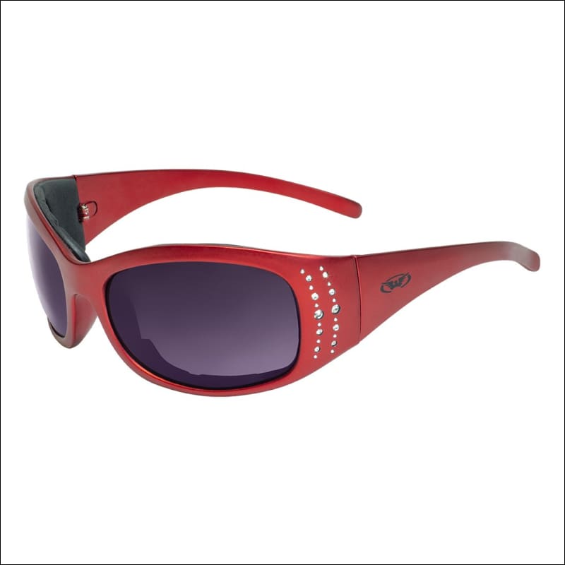 MARILYN 2 PLUS METALLIC WOMENS FOAM PADDED MOTORCYCLE SUNGLASSES - RED - GLASSES