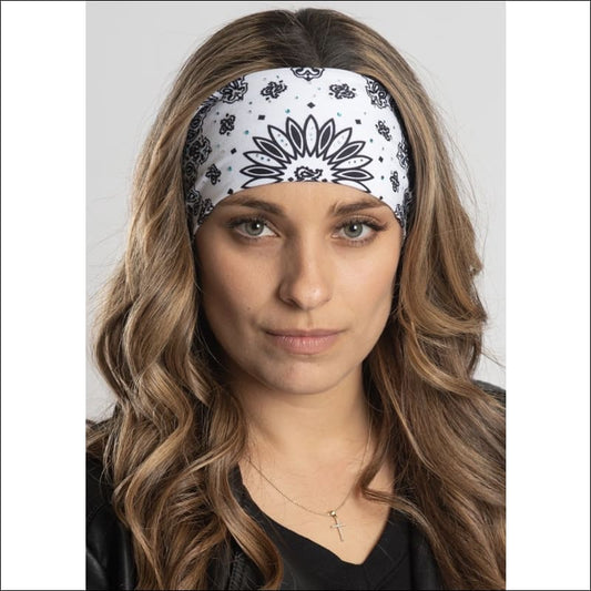 WHITE PAISLEY THIN EZ BANDZ WITH GEMS - HEADWEAR