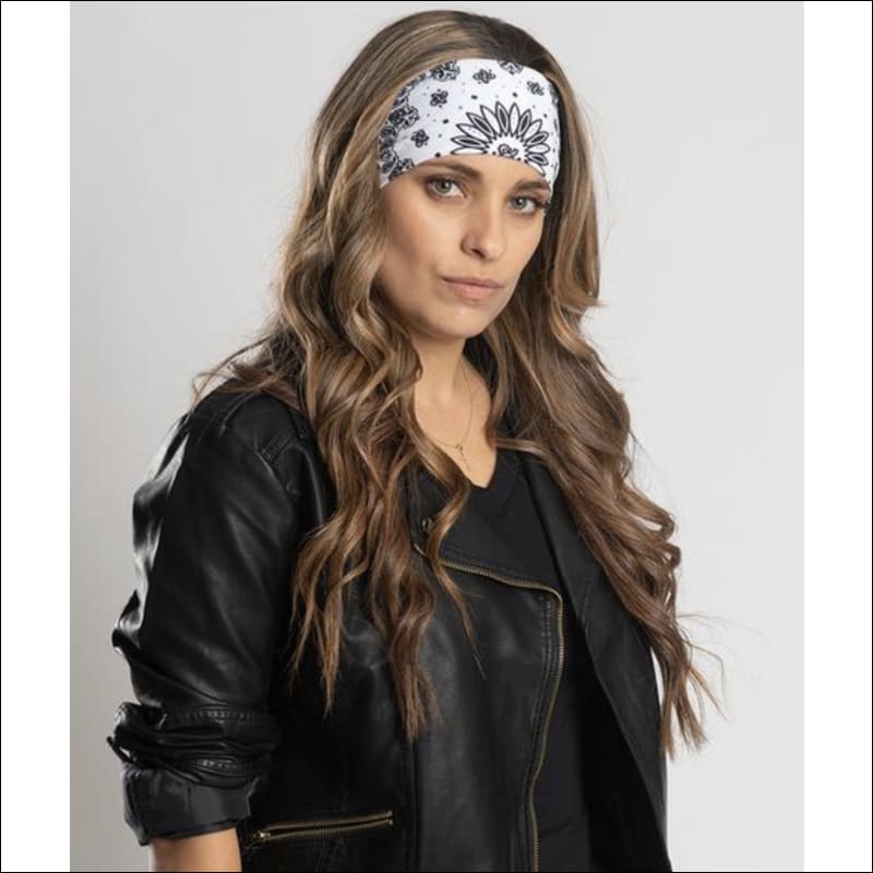 WHITE PAISLEY THIN EZ BANDZ WITH GEMS - HEADWEAR
