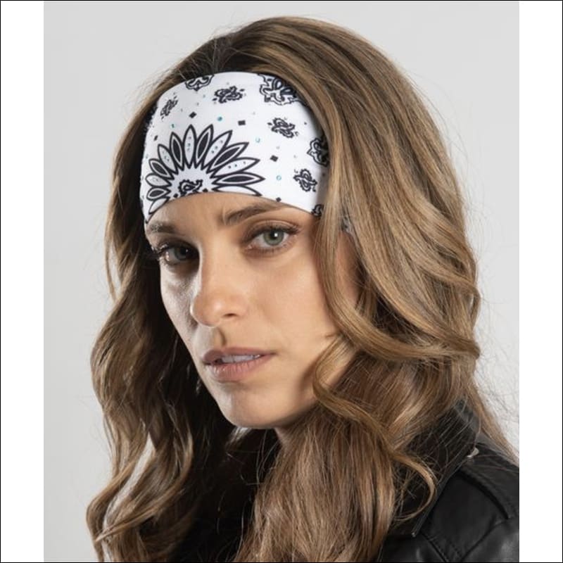 WHITE PAISLEY THIN EZ BANDZ WITH GEMS - HEADWEAR