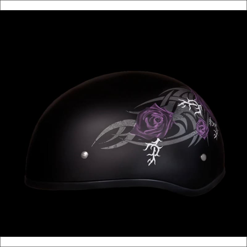 D.O.T. DAYTONA SKULL CAP WITH PURPLE ROSE - HELMET