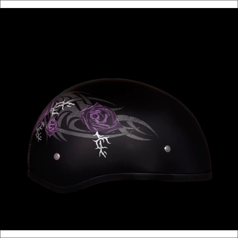 D.O.T. DAYTONA SKULL CAP WITH PURPLE ROSE - HELMET