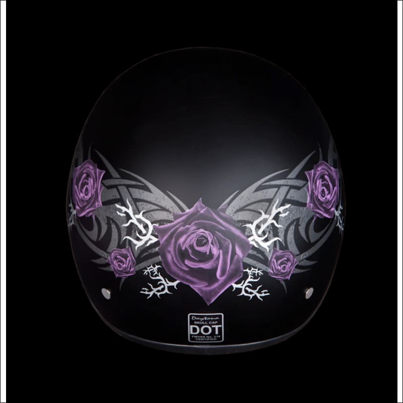 D.O.T. DAYTONA SKULL CAP WITH PURPLE ROSE - HELMET