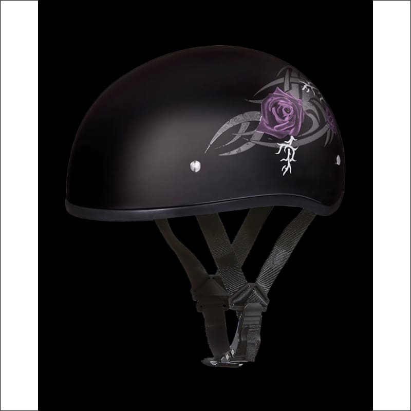 D.O.T. DAYTONA SKULL CAP WITH PURPLE ROSE - HELMET