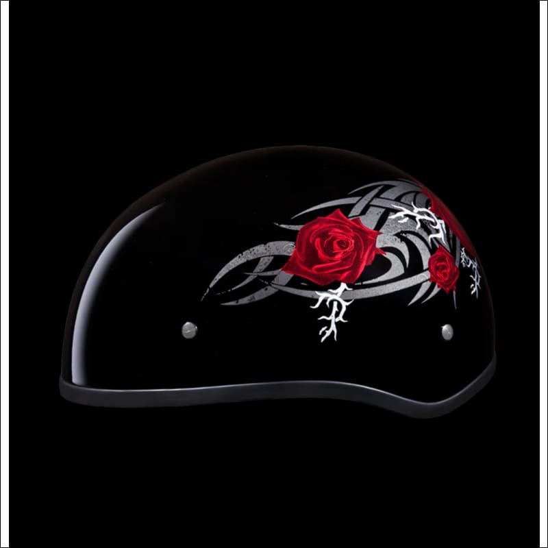 D.O.T. DAYTONA SKULL CAP WITH RED ROSE - HELMET