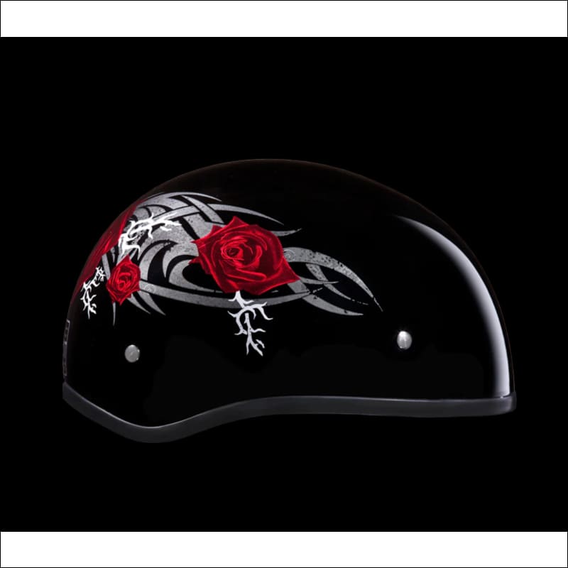 D.O.T. DAYTONA SKULL CAP WITH RED ROSE - HELMET