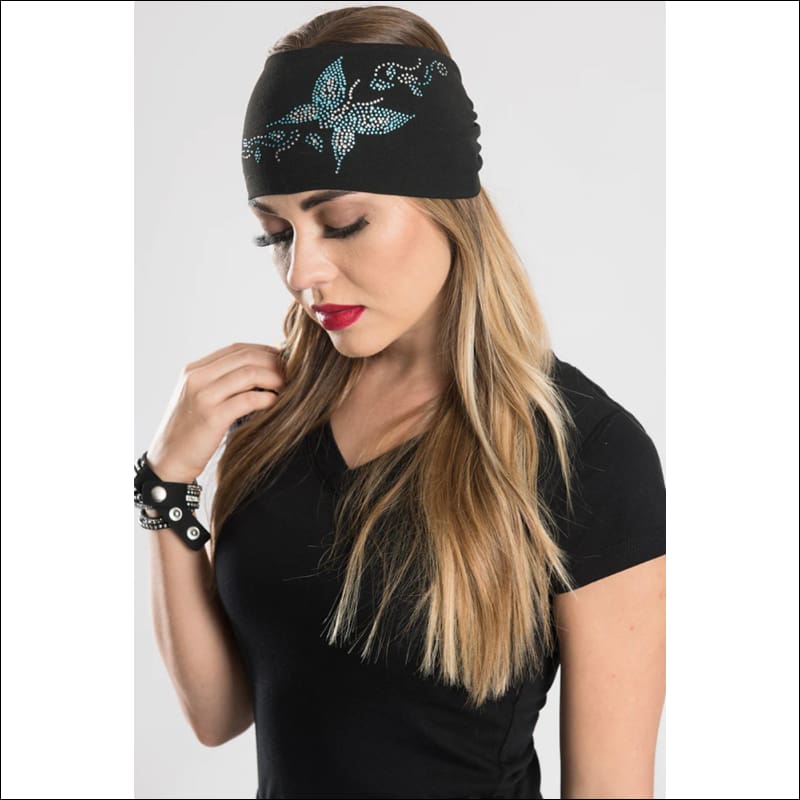BLING TEAL BUTTERFLY EZ BANDZ HEADBAND - HEADBAND