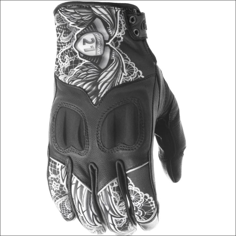 HIGHWAY 21 WOMENS VIXEN GLOVES - 6(S) / BLACK/WHITE LACE - GLOVES