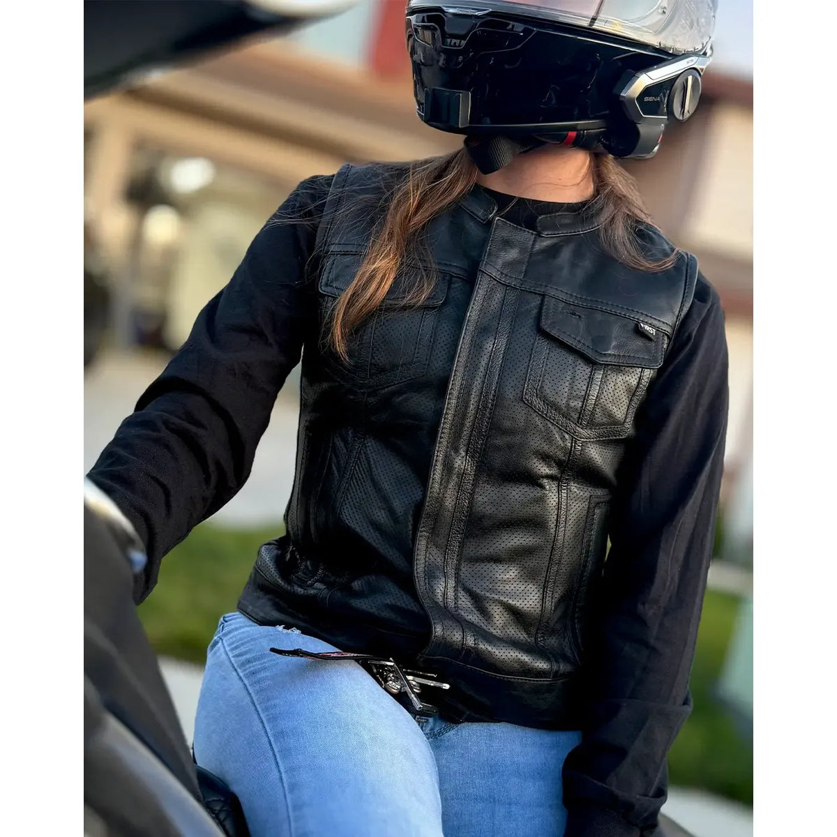 Jessica Perforated Women's Motorcycle Leather Vest