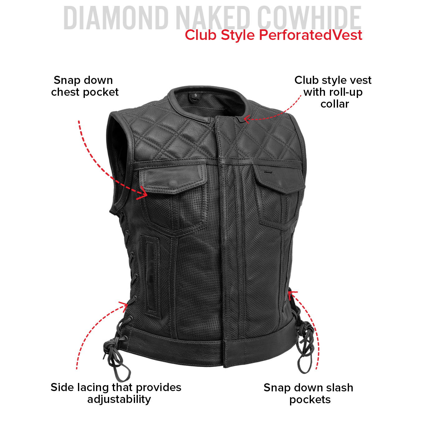 BONNIE PERFORATED WOMEN'S LEATHER VEST