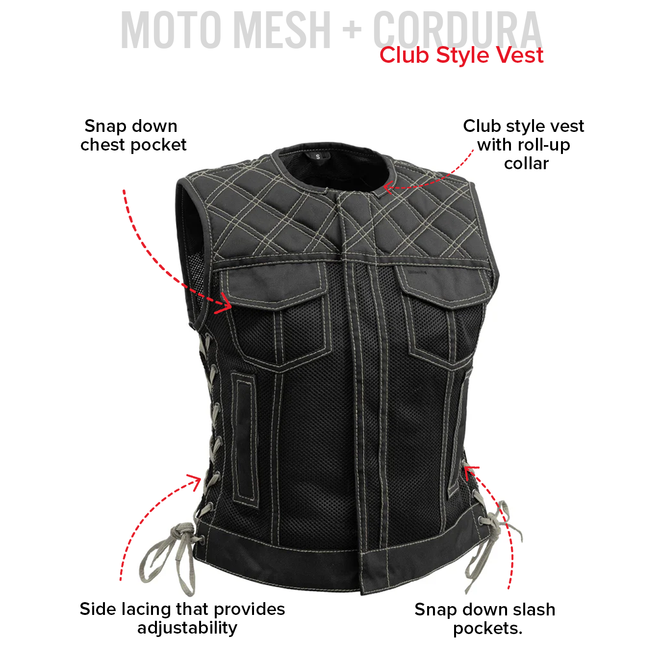 BONNIE MOTO QUILTED MESH VEST