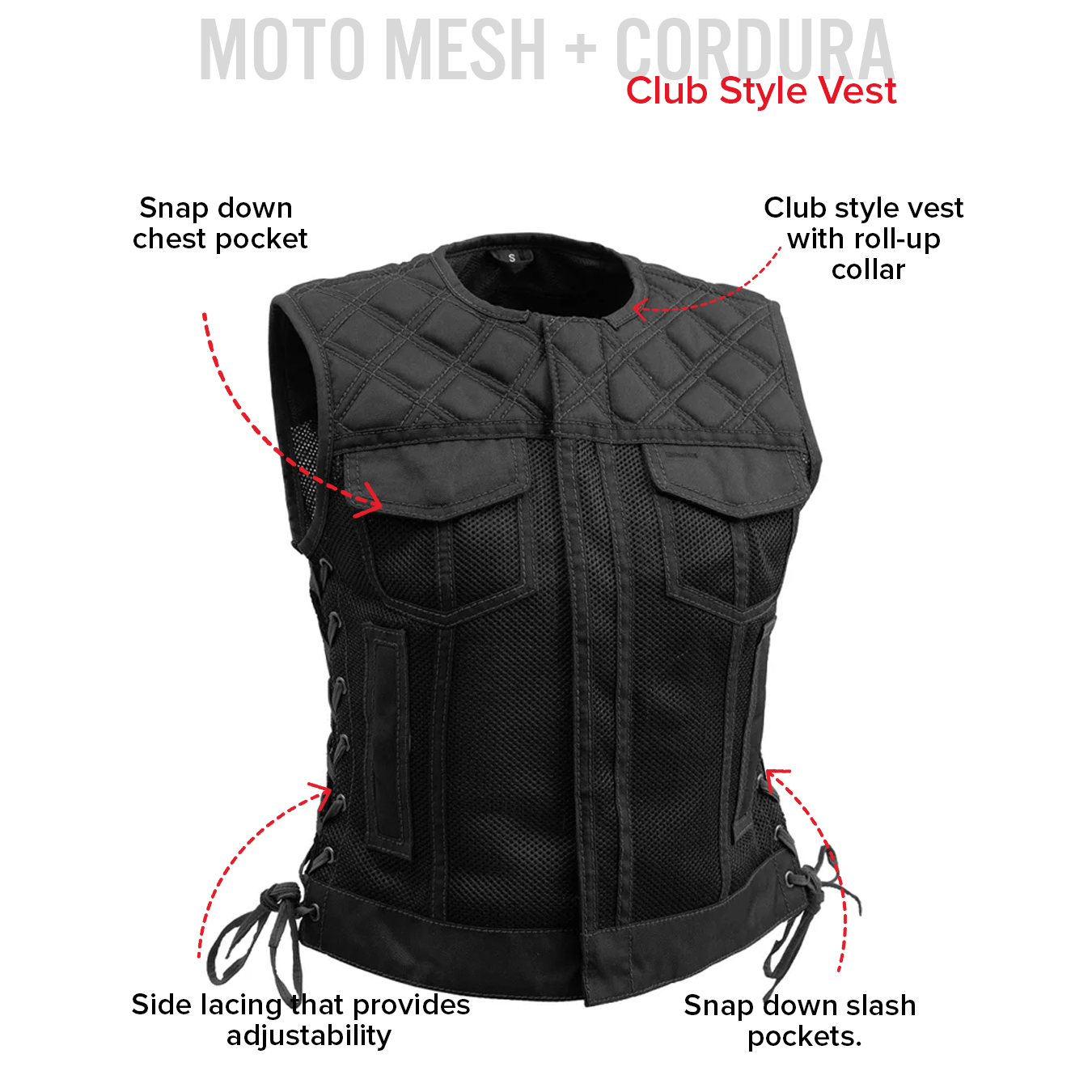 BONNIE MOTO QUILTED MESH VEST