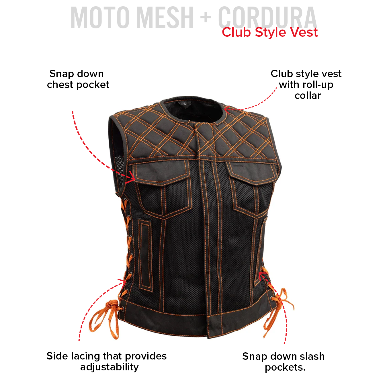 BONNIE MOTO QUILTED MESH VEST