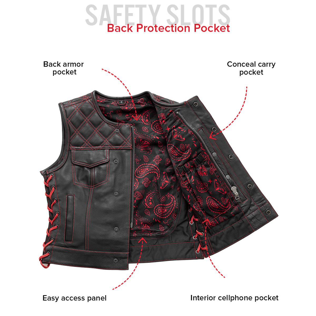 BONNIE WOMEN'S DIAMOND QUILT LEATHER MOTORCYCLE VEST