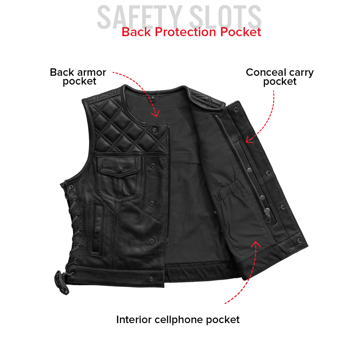 Bonnie Perforated Women's Motorcycle Leather Vest