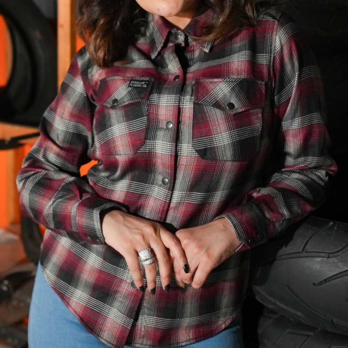 ASHROSE WOMEN'S MAROON PLAID FLANNEL SHIRT