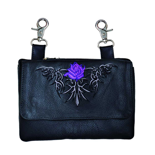 PURPLE ROSE CLIP ON BAG