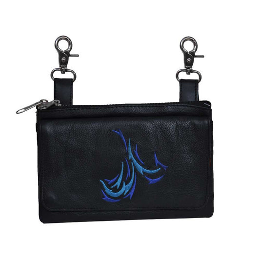 BLUE BARBED CLIP ON BAG