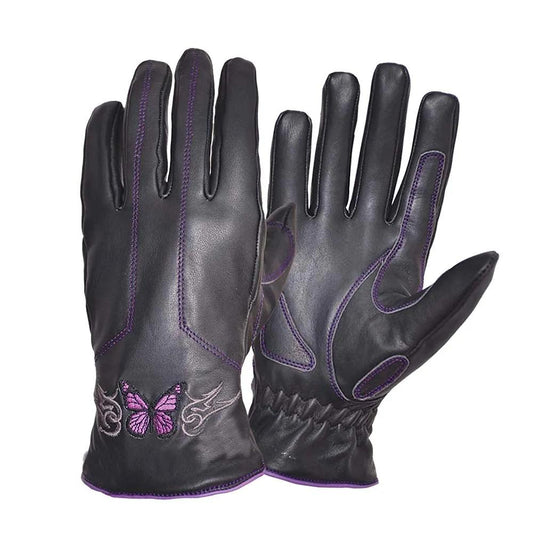PURPLE BUTTERFLY LEATHER GLOVES