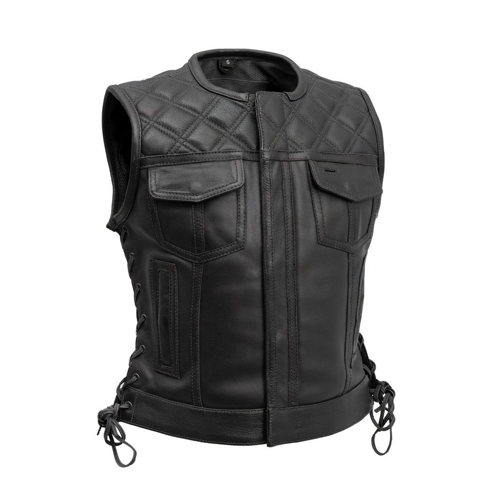 BONNIE WOMEN'S DIAMOND QUILT LEATHER MOTORCYCLE VEST