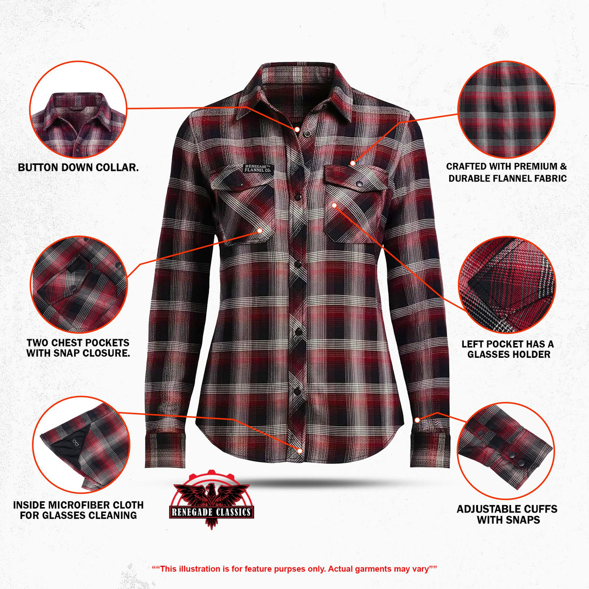 ASHROSE WOMEN'S MAROON PLAID FLANNEL SHIRT