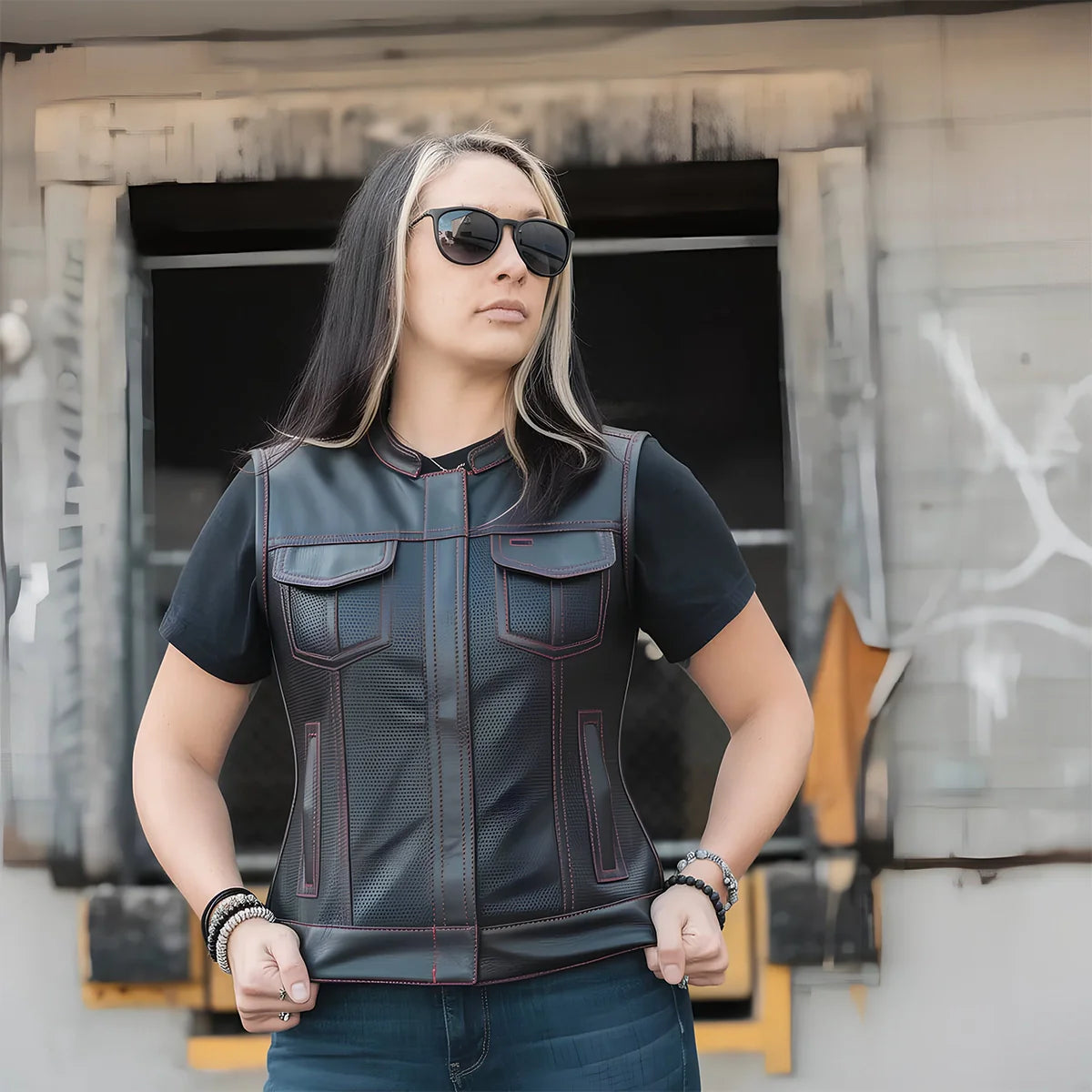 JESSICA PERFORATED LEATHER VEST