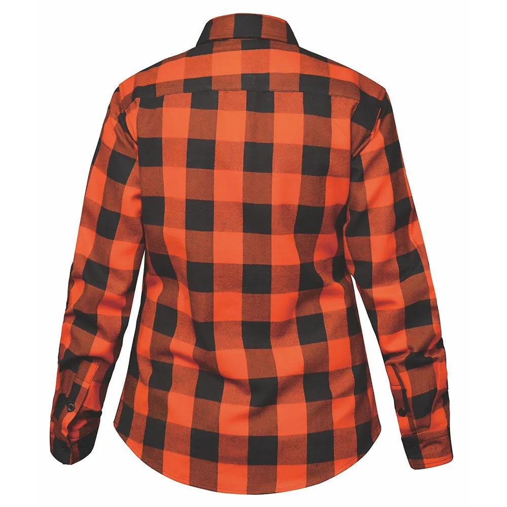 LADIES BLACK & ORANGE FLANNEL SHIRT