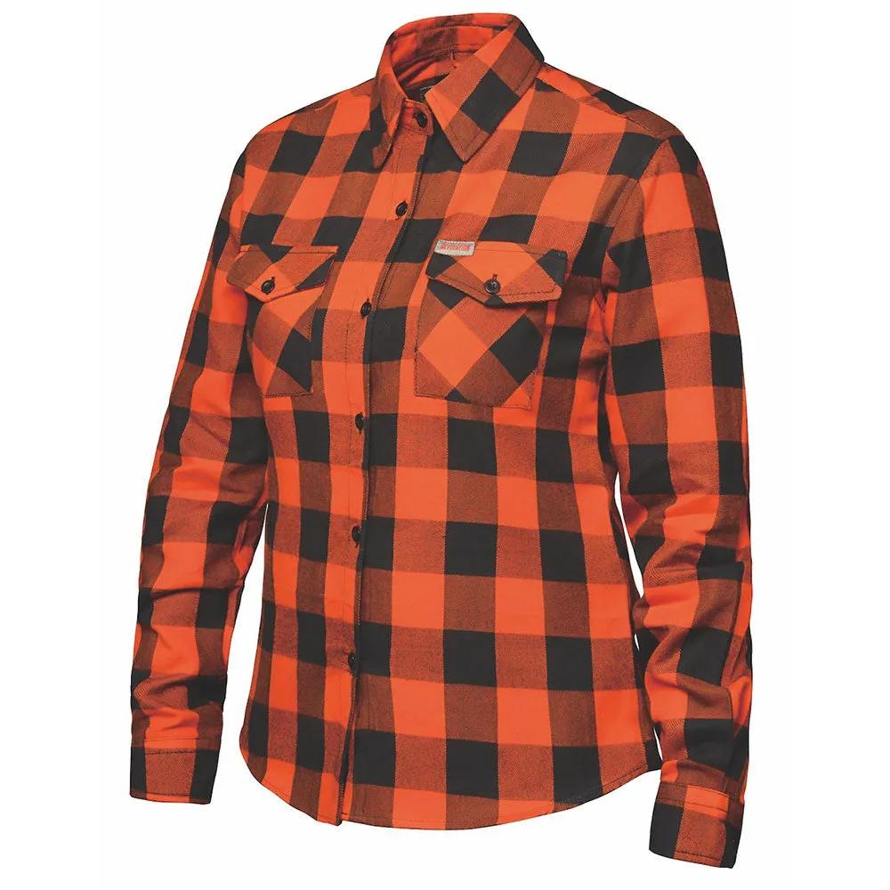 LADIES BLACK & ORANGE FLANNEL SHIRT