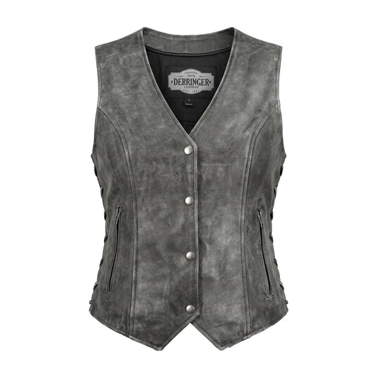 Bessie - Women's lambskin Leather Motorcycle Vest