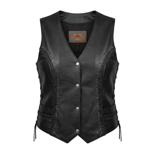 Cowgirl - Women's Studded Leather Motorcycle Vest