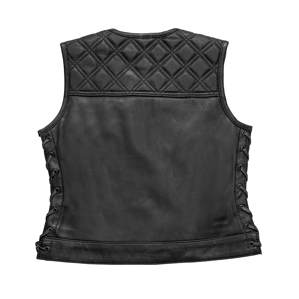 BONNIE WOMEN'S DIAMOND QUILT LEATHER MOTORCYCLE VEST