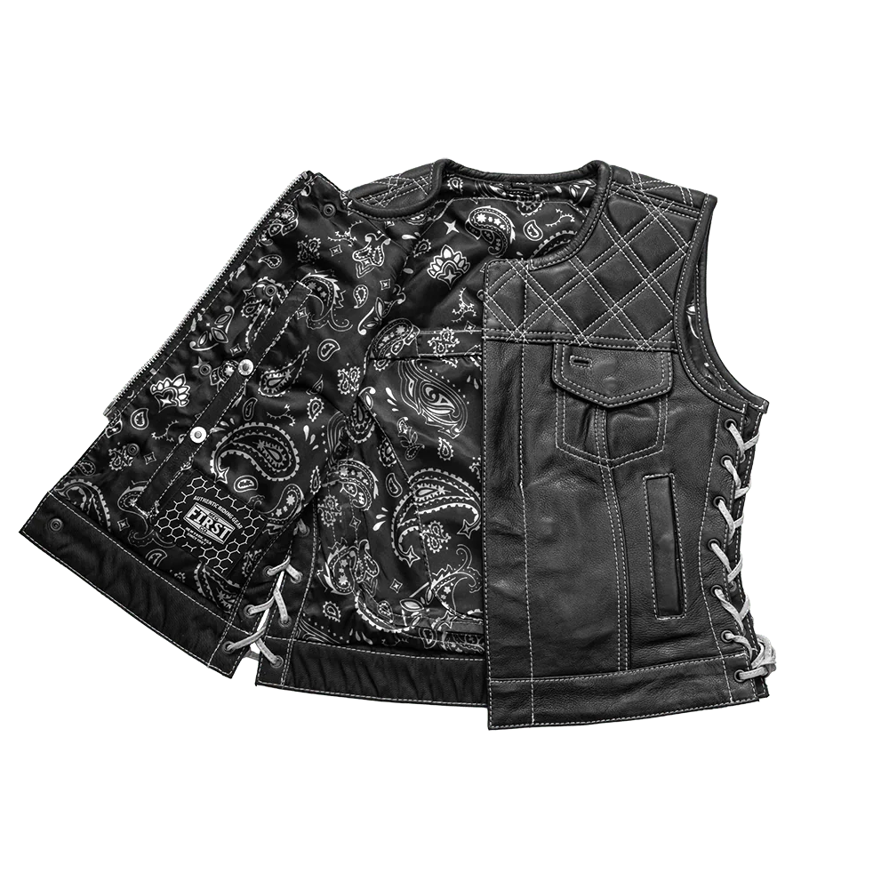 BONNIE WOMEN'S DIAMOND QUILT LEATHER MOTORCYCLE VEST